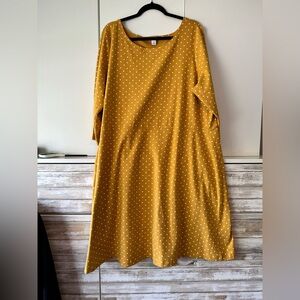 🌼 Old Navy Mustard Yellow Polka Dot Dolman Sleeve Dress 3X Plus